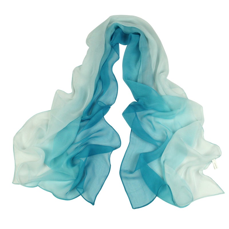 PANTONIGHT Long Chiffon Sheer Scarf Gradient Sky Blue Shaded Colors Lightweight Scarf For Womens (Color 092) - Image 2